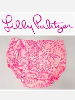 Lilly Pulitzer Pink Tropics Bunny Hop Print Diaper Cover Bloomer Sz 12-18mo